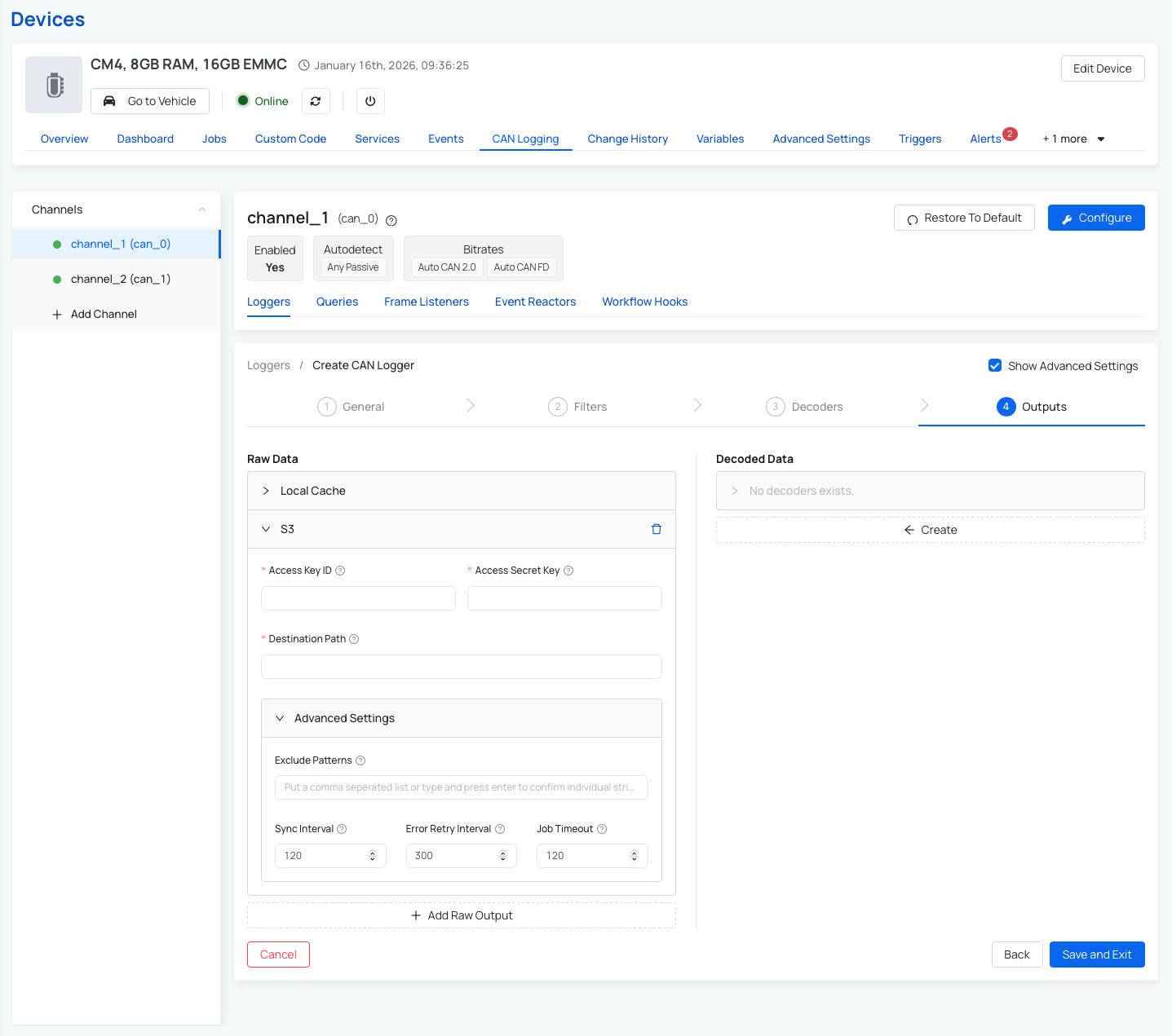Output handler for S3