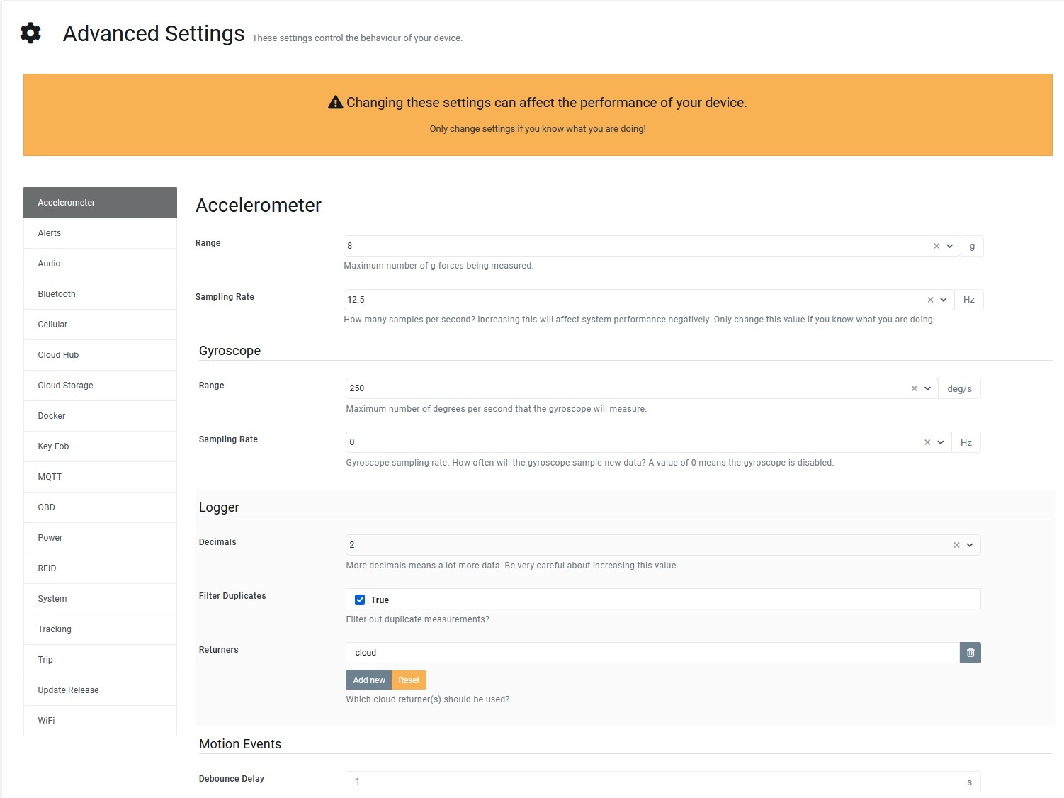 AutoPi Cloud Configuration