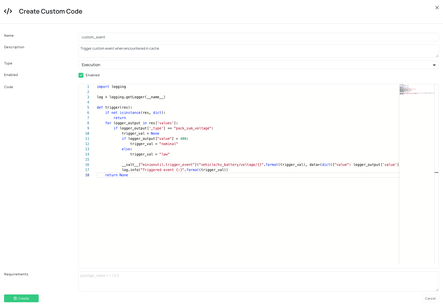 Custom Code creation