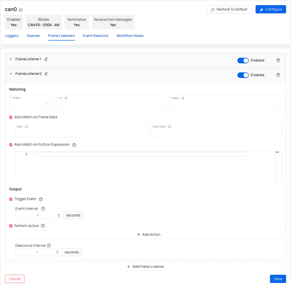 Create Frame Listener