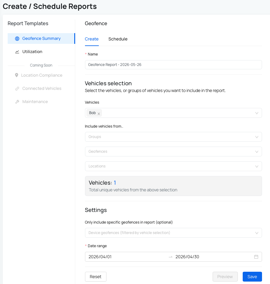Create geofence report