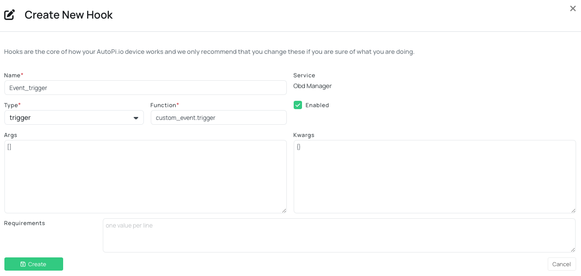Create Hook event_trigger