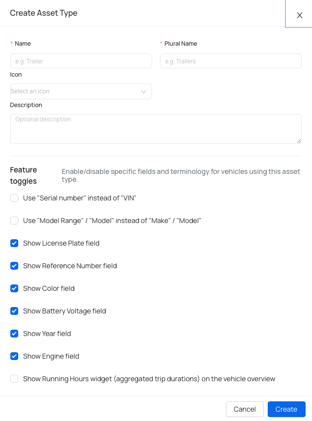 Create New Asset Type