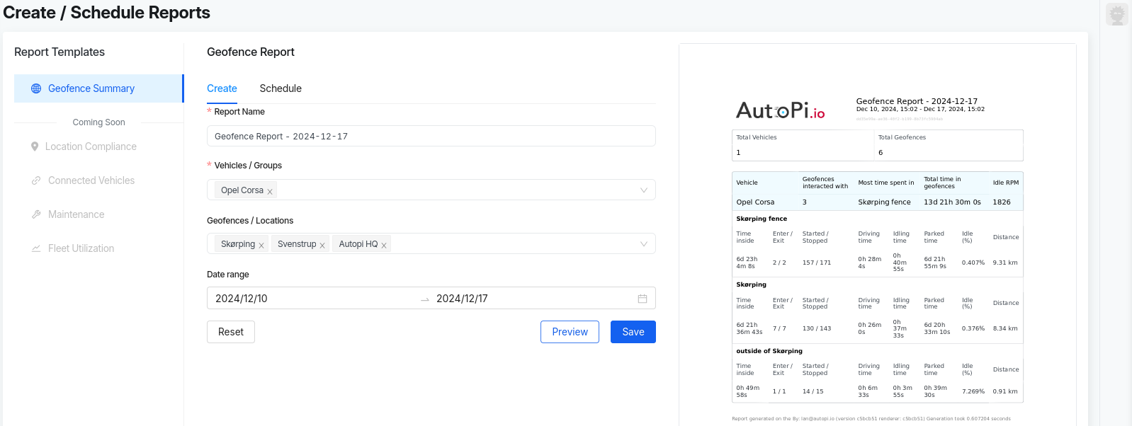 Create geofence report