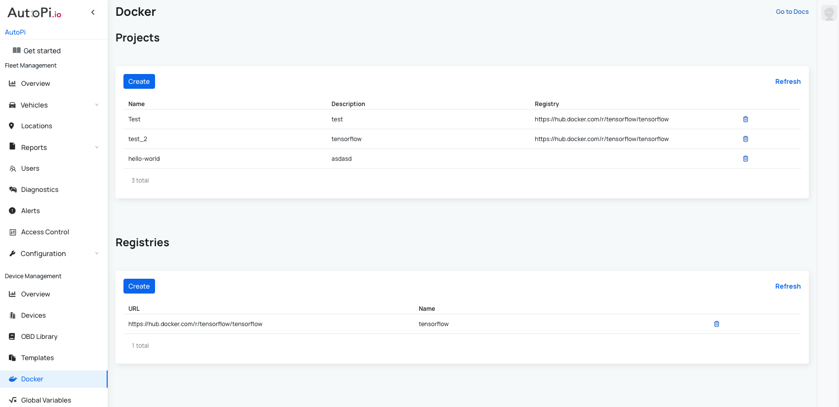 Docker on AutoPi Cloud
