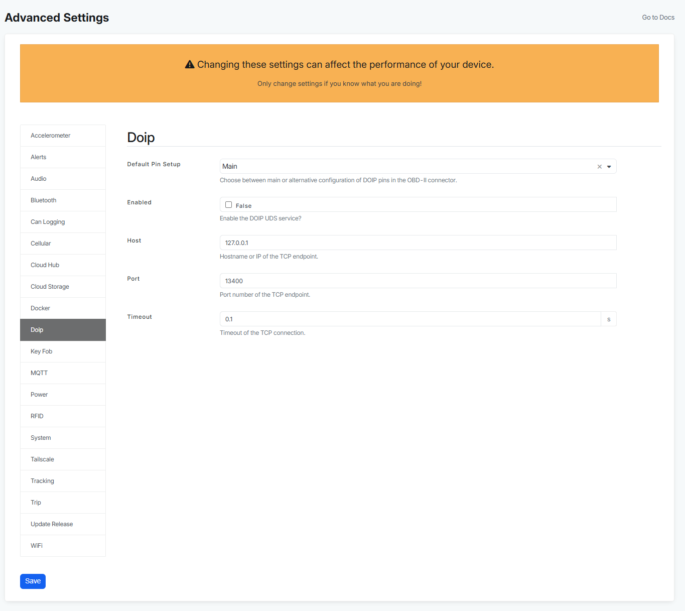 DoIP Advanced settings
