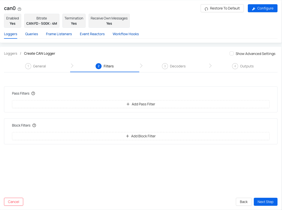 Filters with external dump enabled