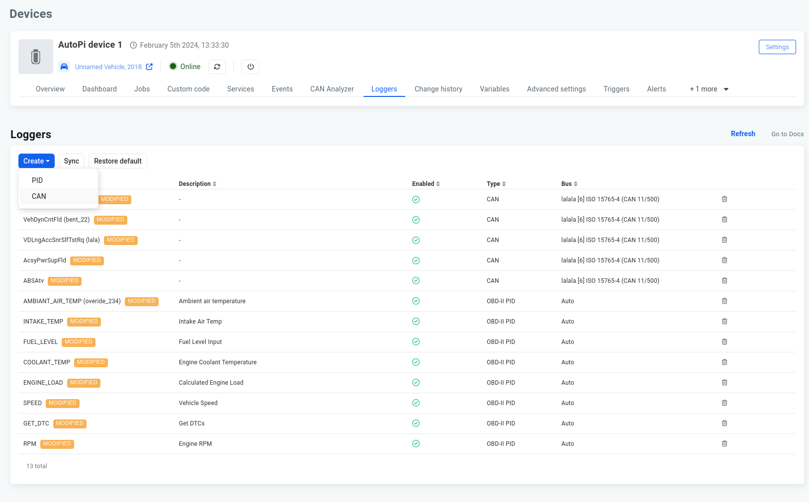 Logger overview create