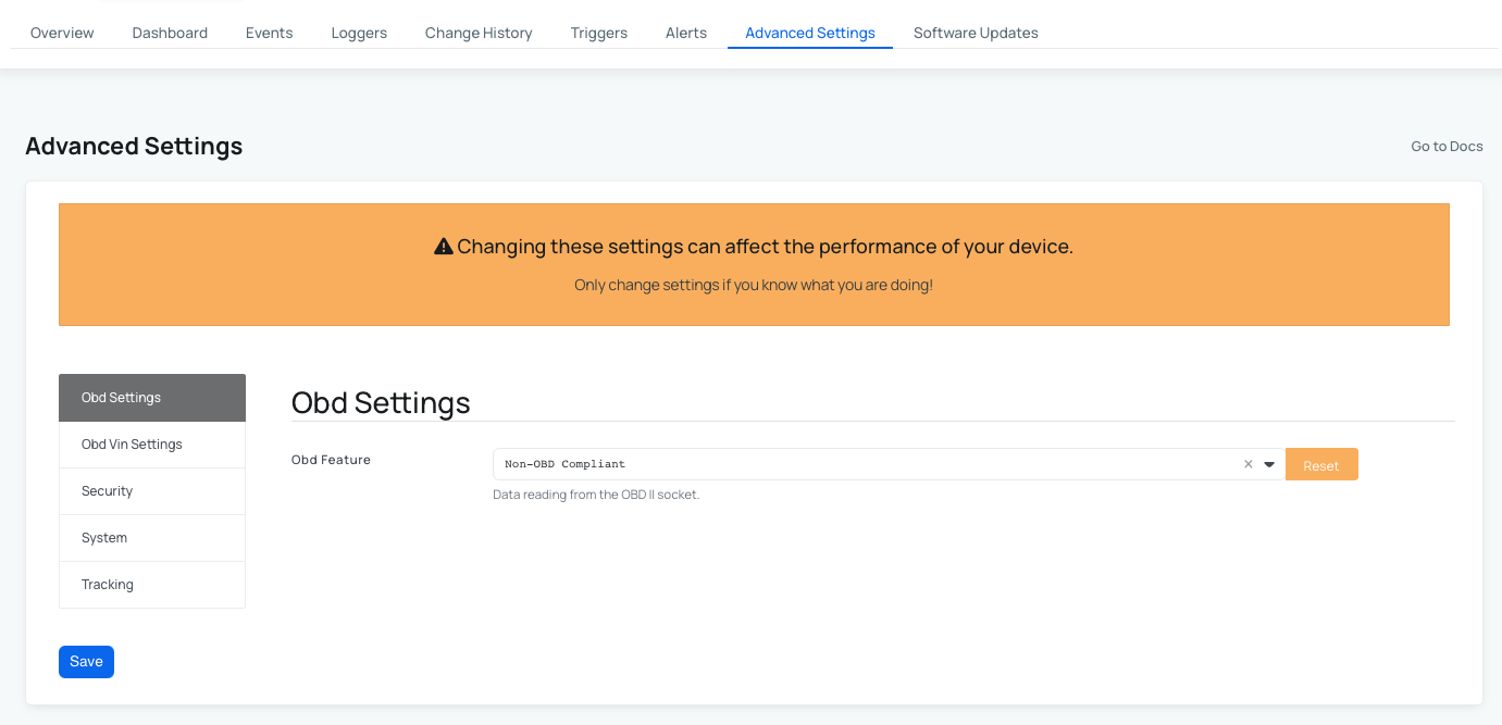 Mini advanced settings