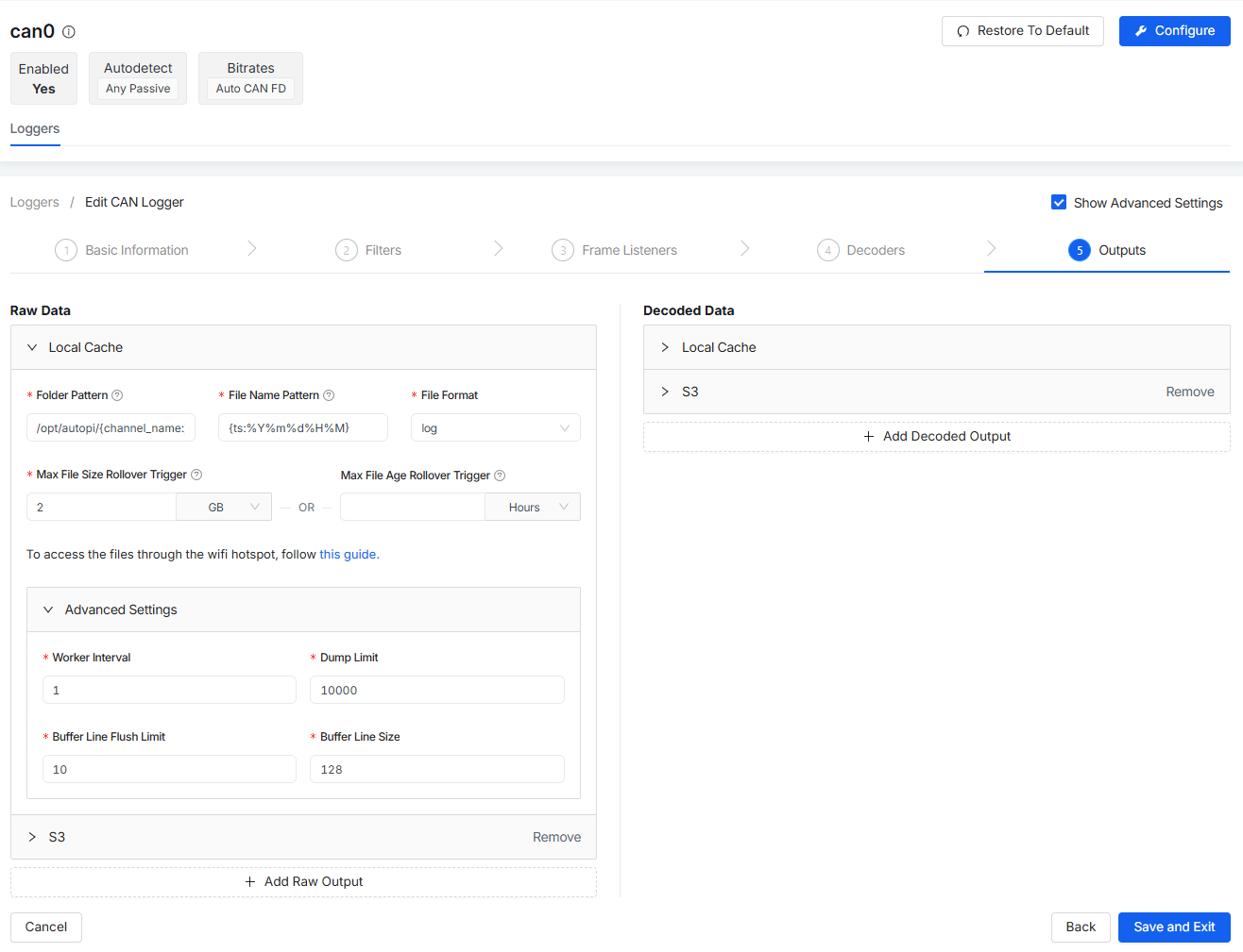 Raw local data