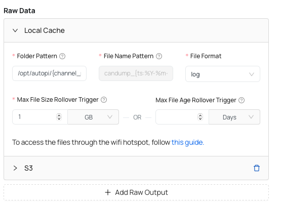 Raw data accessible locally