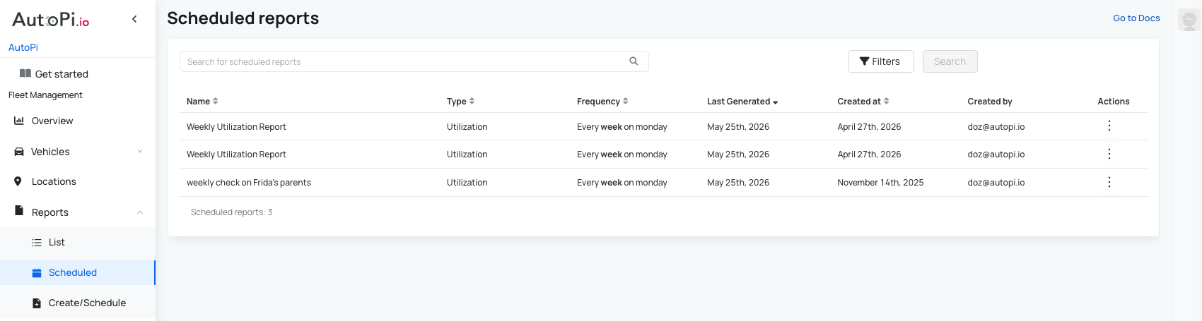Schedules overview