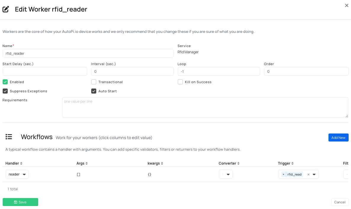 Create Worker for RFID Reader