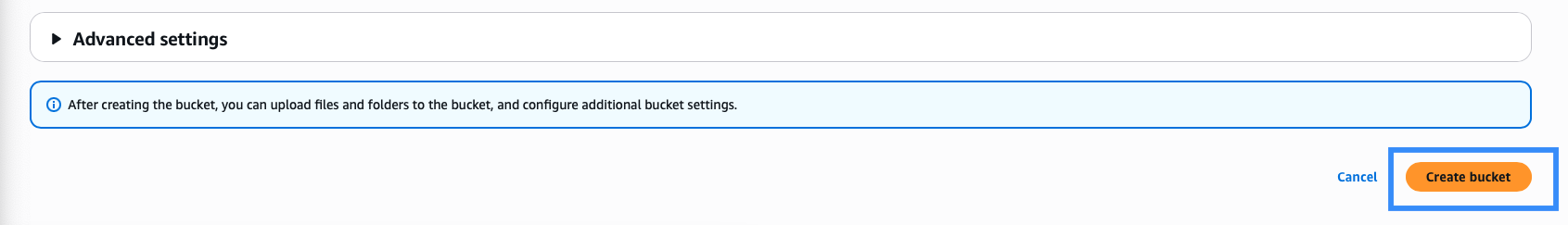 Save changes for creating bucket