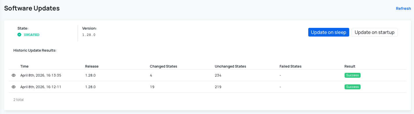 Software update release attempt status