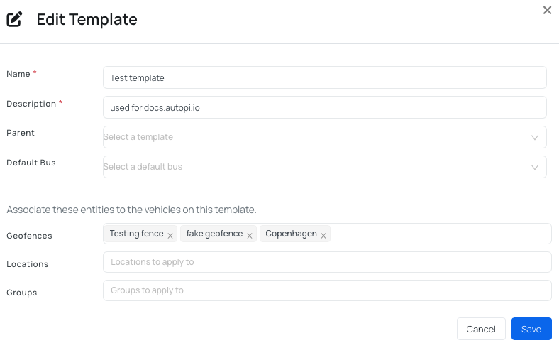Template's settings