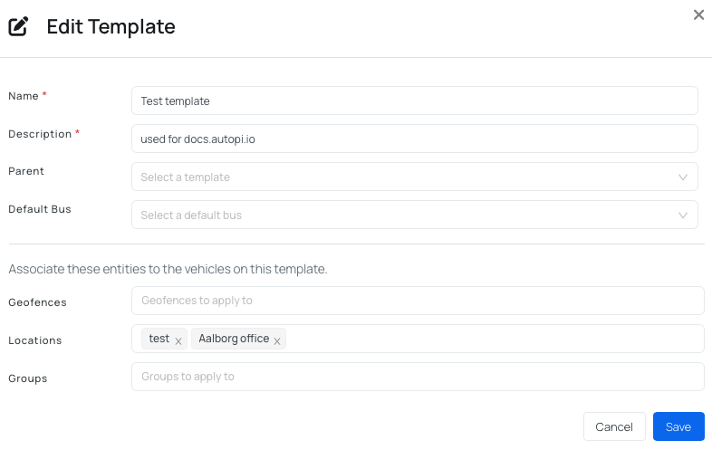 Assign Locations to Template