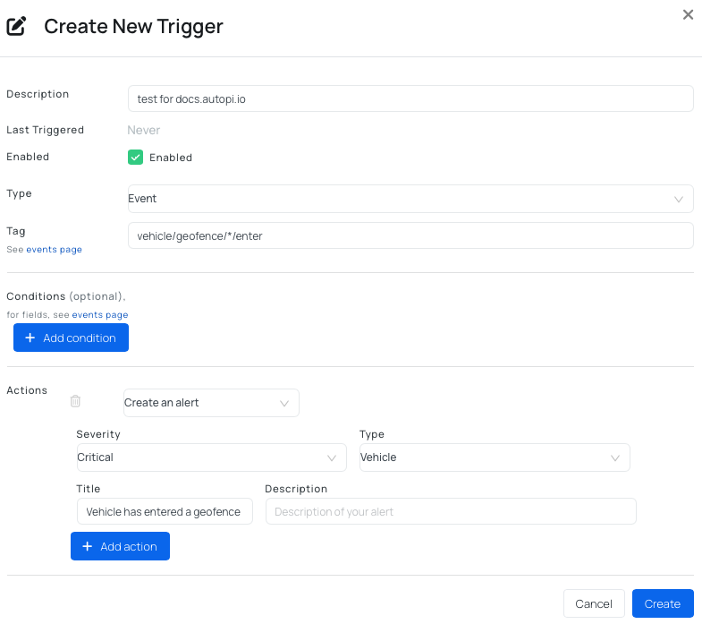 Trigger based on Geofence Enter
